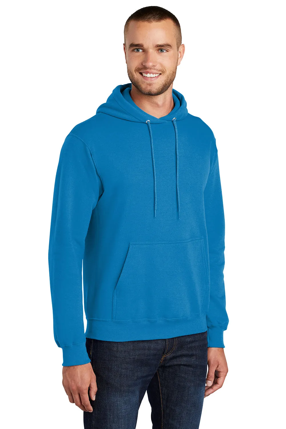 Port & Company Mens Core Pill Resistant Fleece Hooded Sweatshirt Hoodie w/ Pouch Pocket - Sapphire Blue