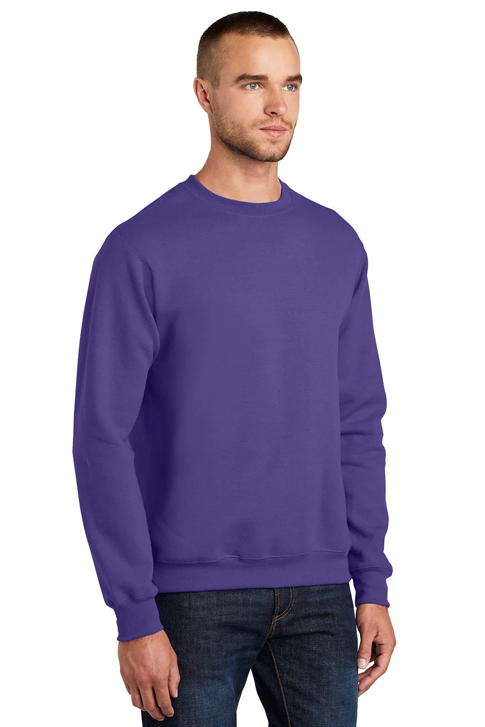 Port & Company Mens Essential Pill Resistant Fleece Crewneck Sweatshirt - Purple