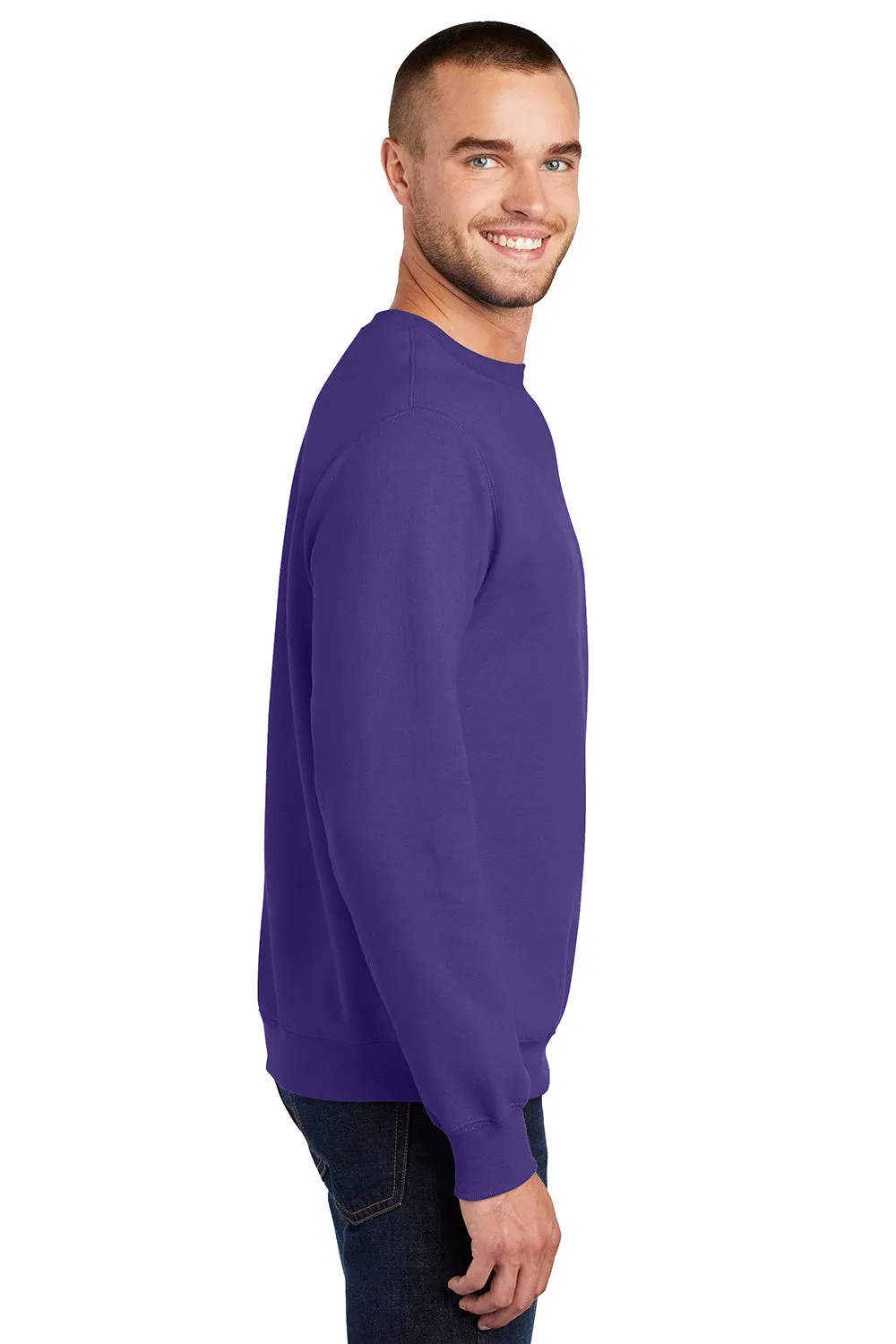 Port & Company Mens Essential Pill Resistant Fleece Crewneck Sweatshirt - Purple
