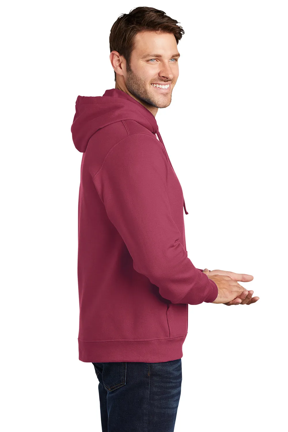 Port & Company Mens Fan Favorite Fleece Hooded Sweatshirt Hoodie w/ Pouch Pocket - Garnet Red - Closeout