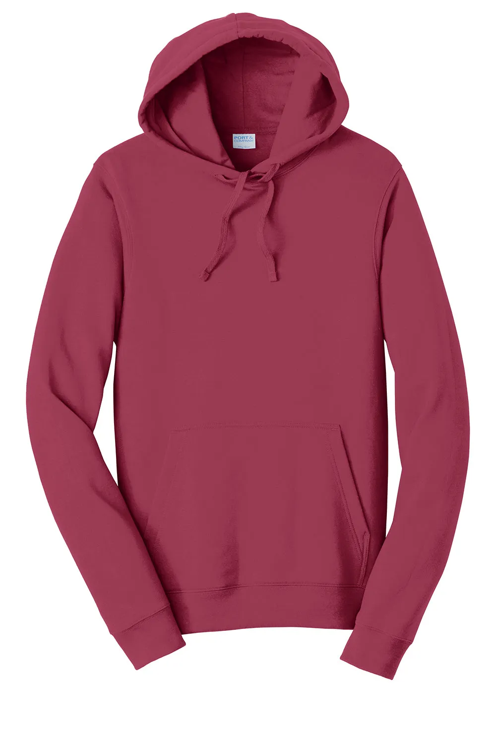 Port & Company Mens Fan Favorite Fleece Hooded Sweatshirt Hoodie w/ Pouch Pocket - Garnet Red - Closeout