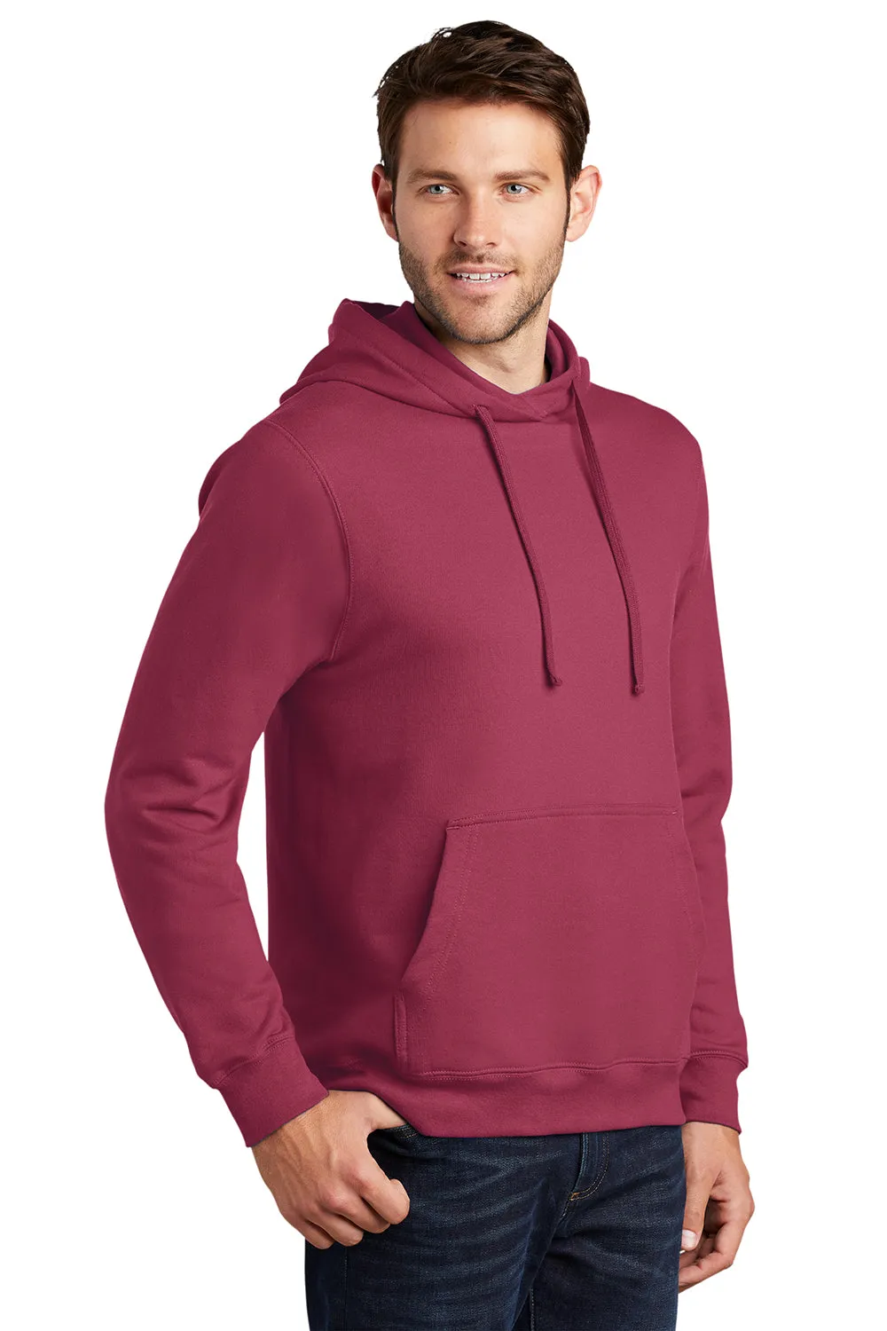 Port & Company Mens Fan Favorite Fleece Hooded Sweatshirt Hoodie w/ Pouch Pocket - Garnet Red - Closeout