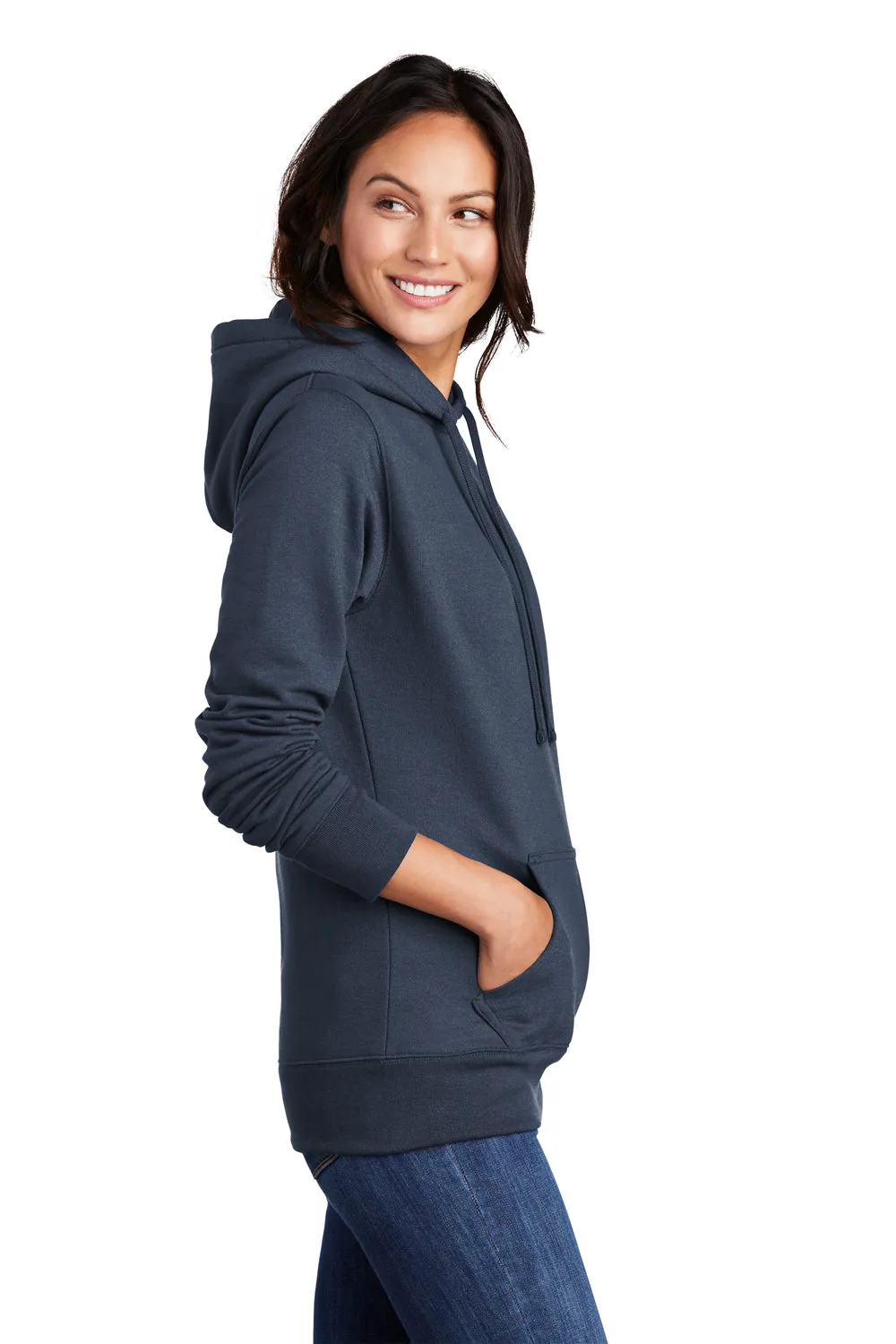 Port & Company Womens Core Fleece Hooded Sweatshirt Hoodie w/ Pouch Pocket - Navy Blue