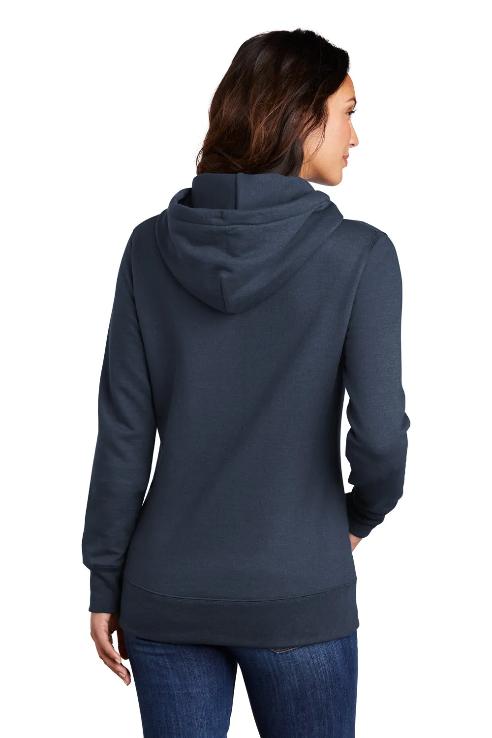 Port & Company Womens Core Fleece Hooded Sweatshirt Hoodie w/ Pouch Pocket - Navy Blue