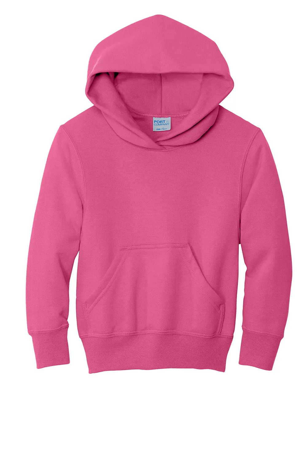 Port & Company Youth Core Pill Resistant Fleece Hooded Sweatshirt Hoodie w/ Pouch Pocket - Sangria Pink