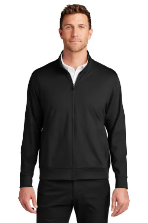 Port Authority Mens C-FREE Double Knit Moisture Wicking Full Zip Sweatshirt w/ Pockets - Deep Black