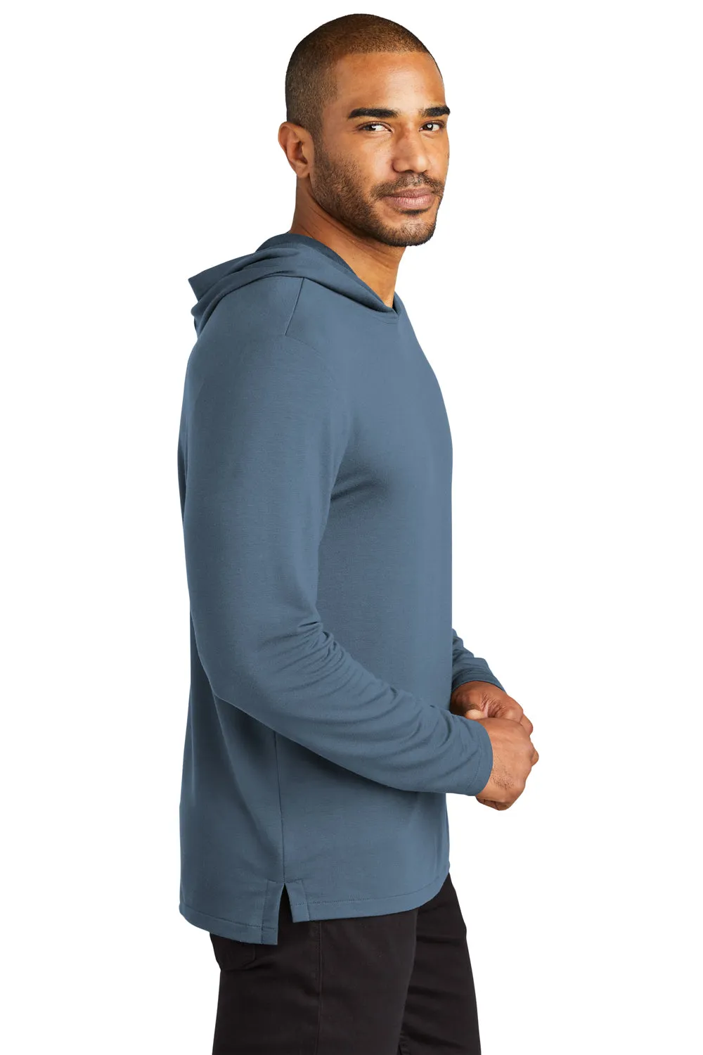 Port Authority Mens Microterry Snag Resistant Hooded Sweatshirt Hoodie - Dusk Blue