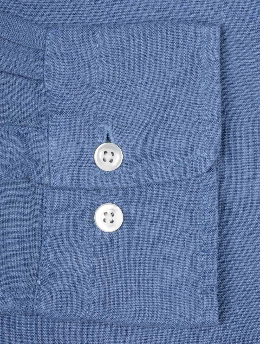 Regular Fit Garment Dyed Linen Shirt Salty Sea