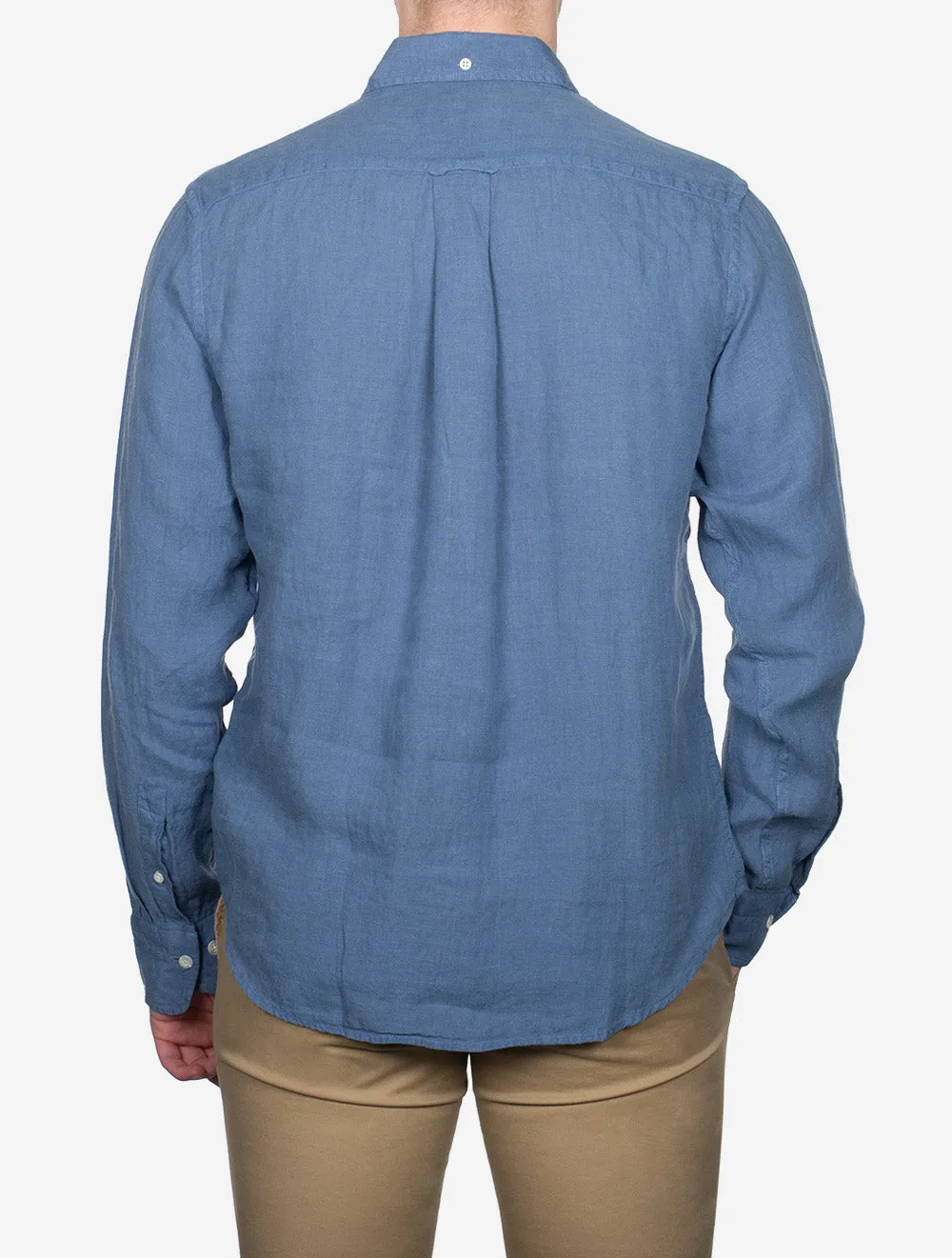 Regular Fit Garment Dyed Linen Shirt Salty Sea