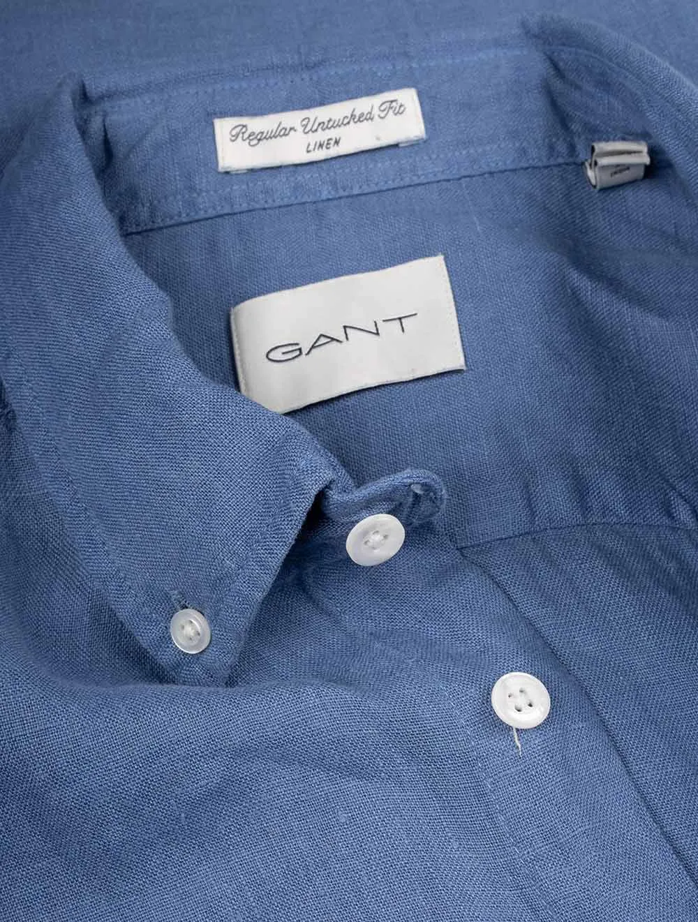 Regular Fit Garment Dyed Linen Shirt Salty Sea