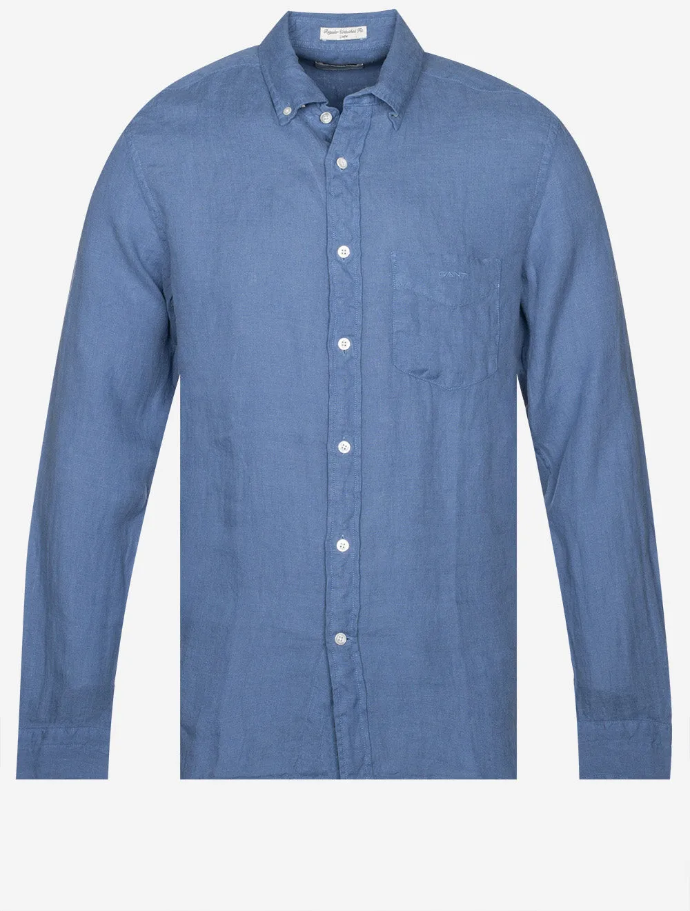 Regular Fit Garment Dyed Linen Shirt Salty Sea