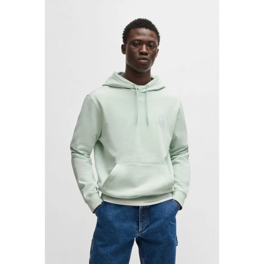 Regular-fit hoodie in cotton terry with logo patch