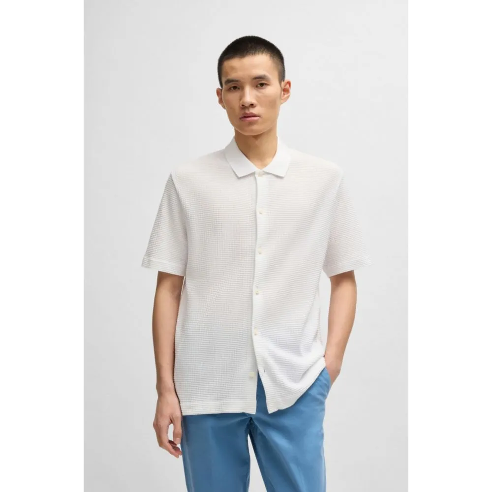 Regular-fit shirt in waffle cotton