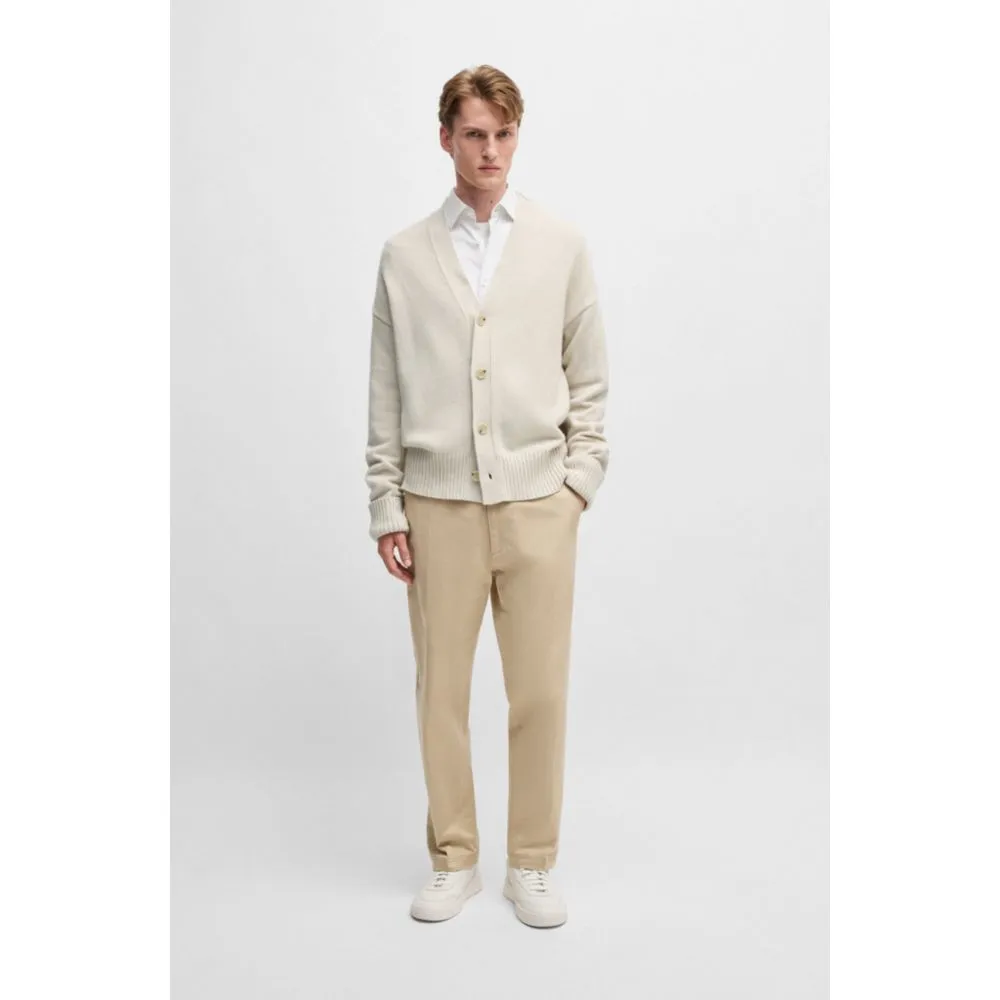 Relaxed-fit cardigan with button front and ribbed cuffs