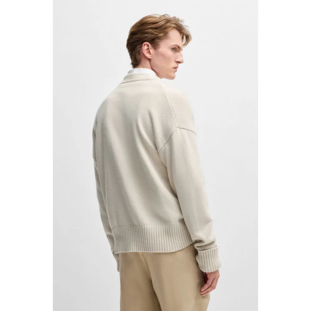 Relaxed-fit cardigan with button front and ribbed cuffs