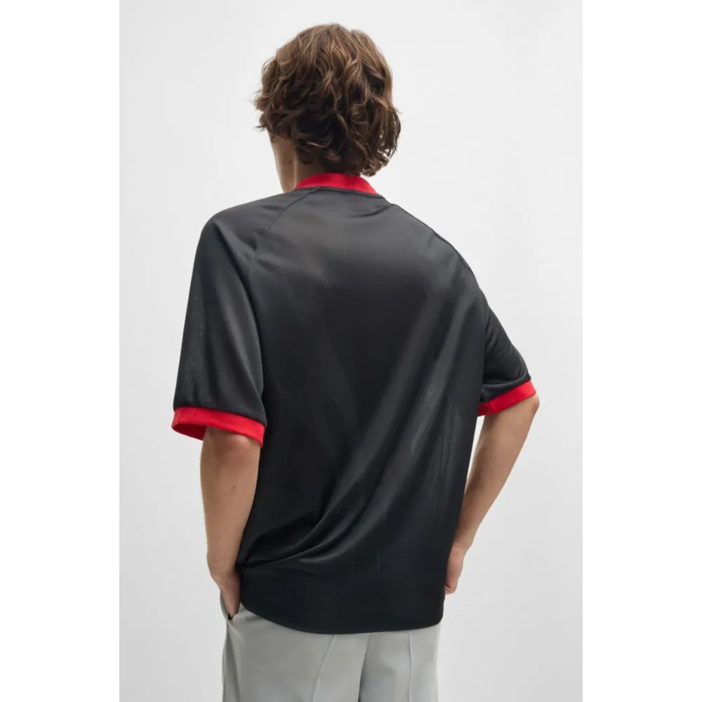 Relaxed-fit football-style mesh T-shirt with seasonal print