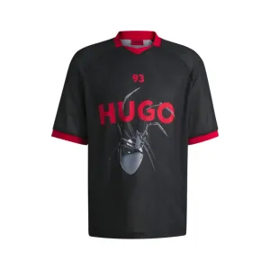 Relaxed-fit football-style mesh T-shirt with seasonal print