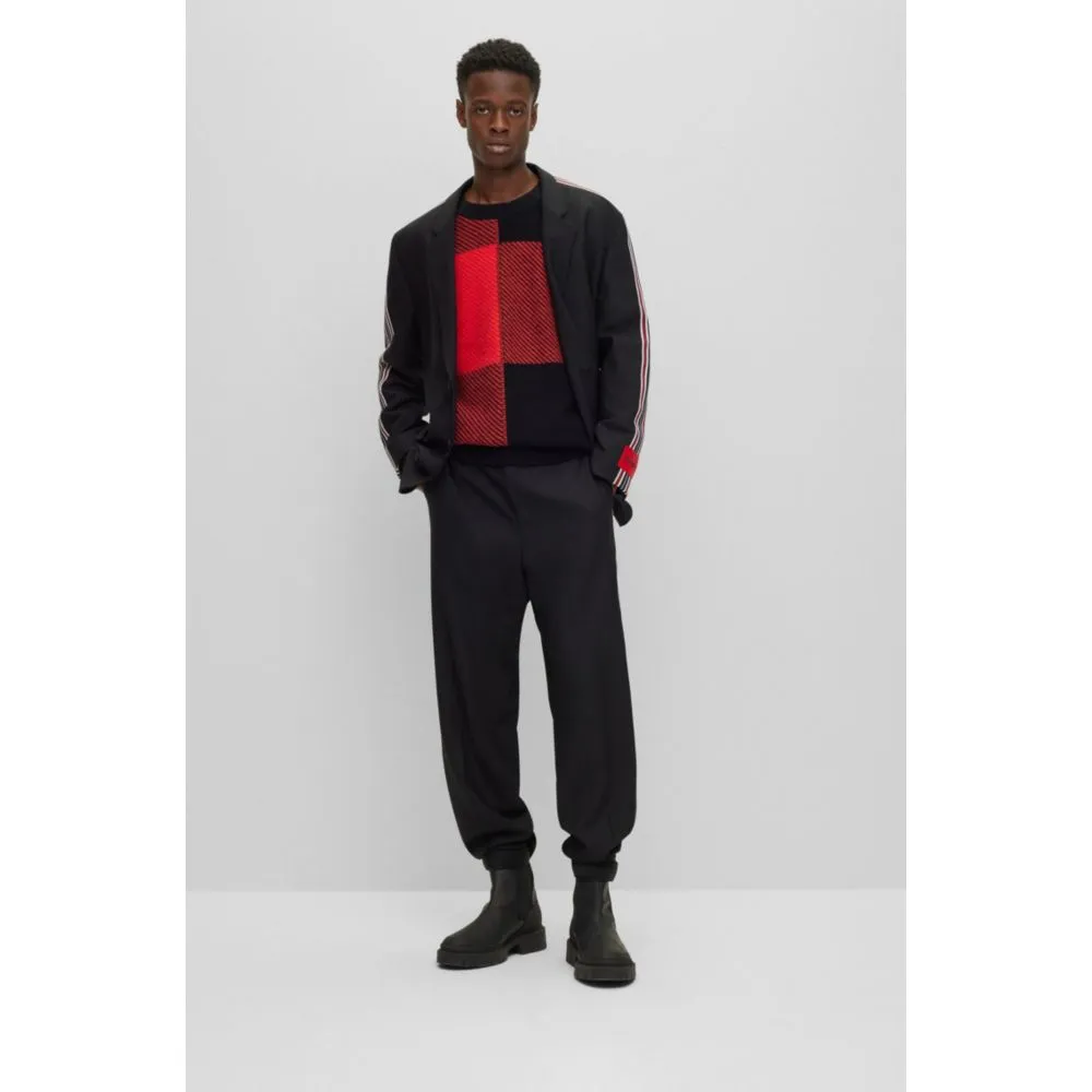 Relaxed-fit sweater with jacquard-woven Vichy check