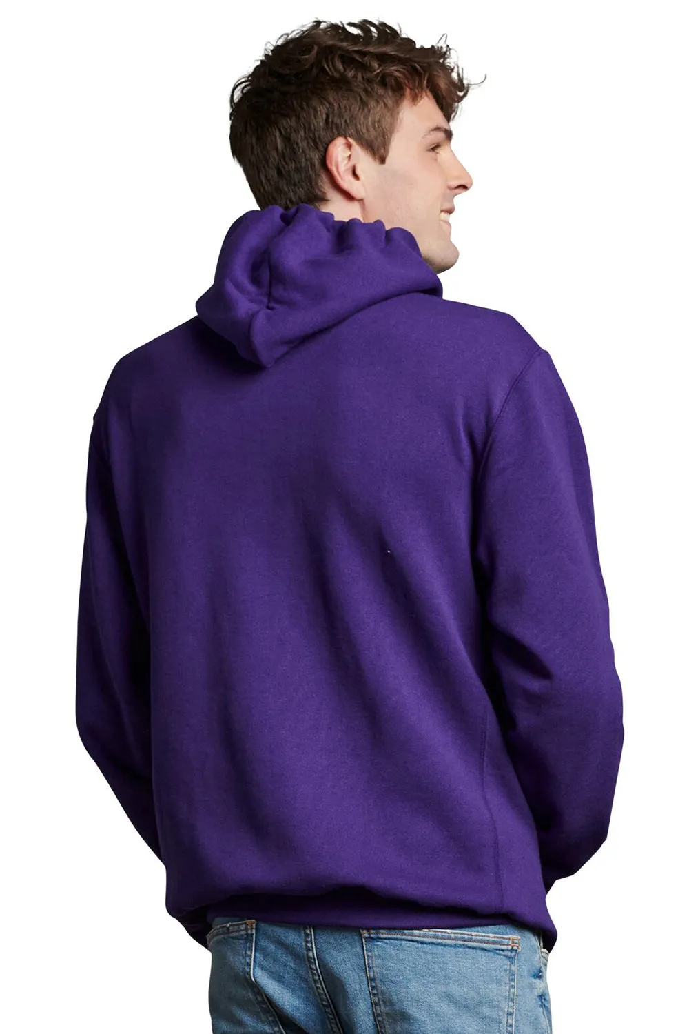 Russell Athletic Mens Dri-Power Moisture Wicking Hooded Sweatshirt Hoodie w/ Pouch Pocket - Purple