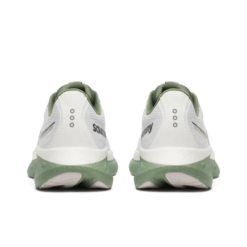 Saucony Men's Ride 18 Running Shoes in White/Olivine SS25 Shoes_Saucony
