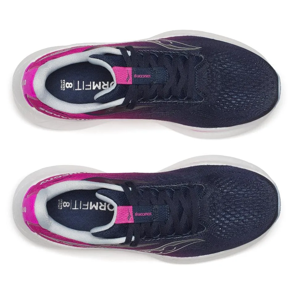 Saucony Women's Ride 18 Running Shoes in Navy/Fuchsia SS25 Shoes_Saucony