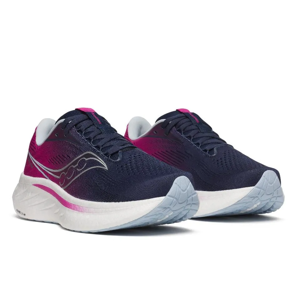 Saucony Women's Ride 18 Running Shoes in Navy/Fuchsia SS25 Shoes_Saucony