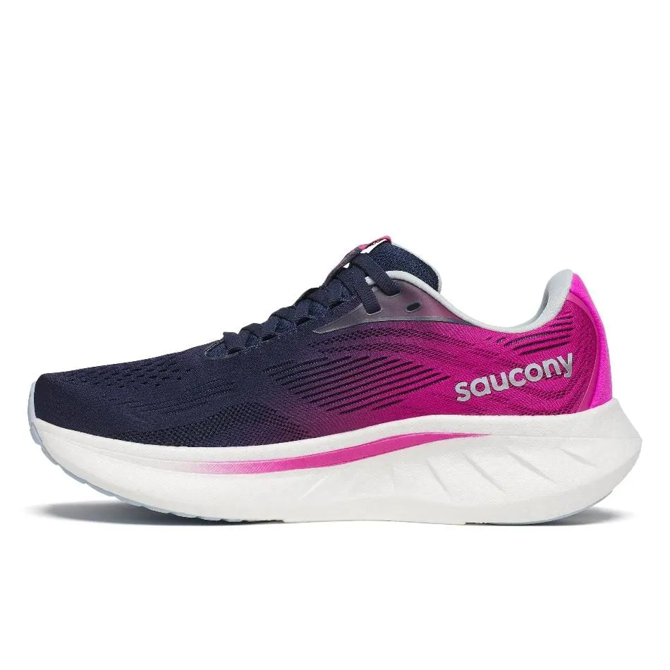 Saucony Women's Ride 18 Running Shoes in Navy/Fuchsia SS25 Shoes_Saucony