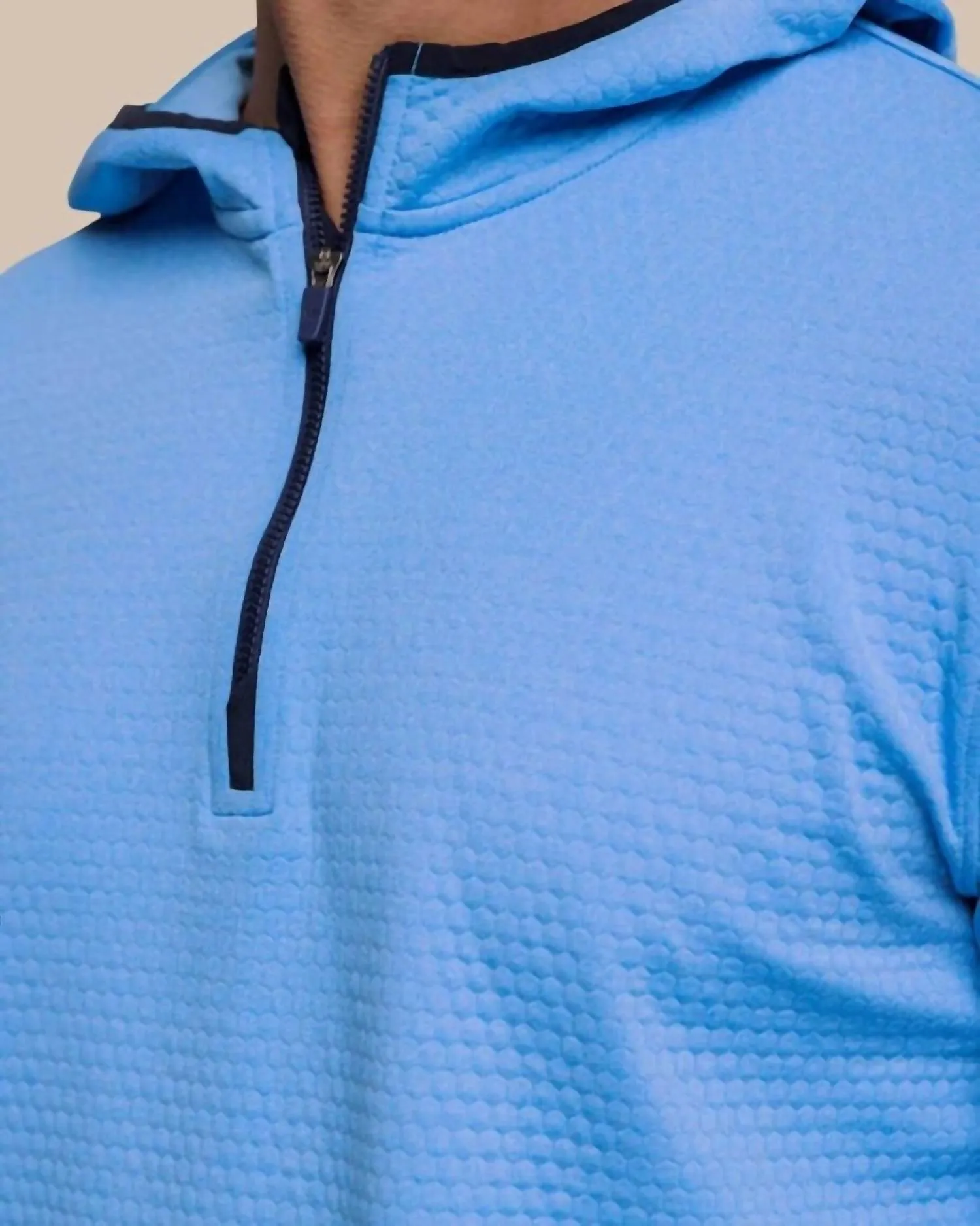 Scuttle Hoodie Performance Quarter Zip In Heather Boat Blue