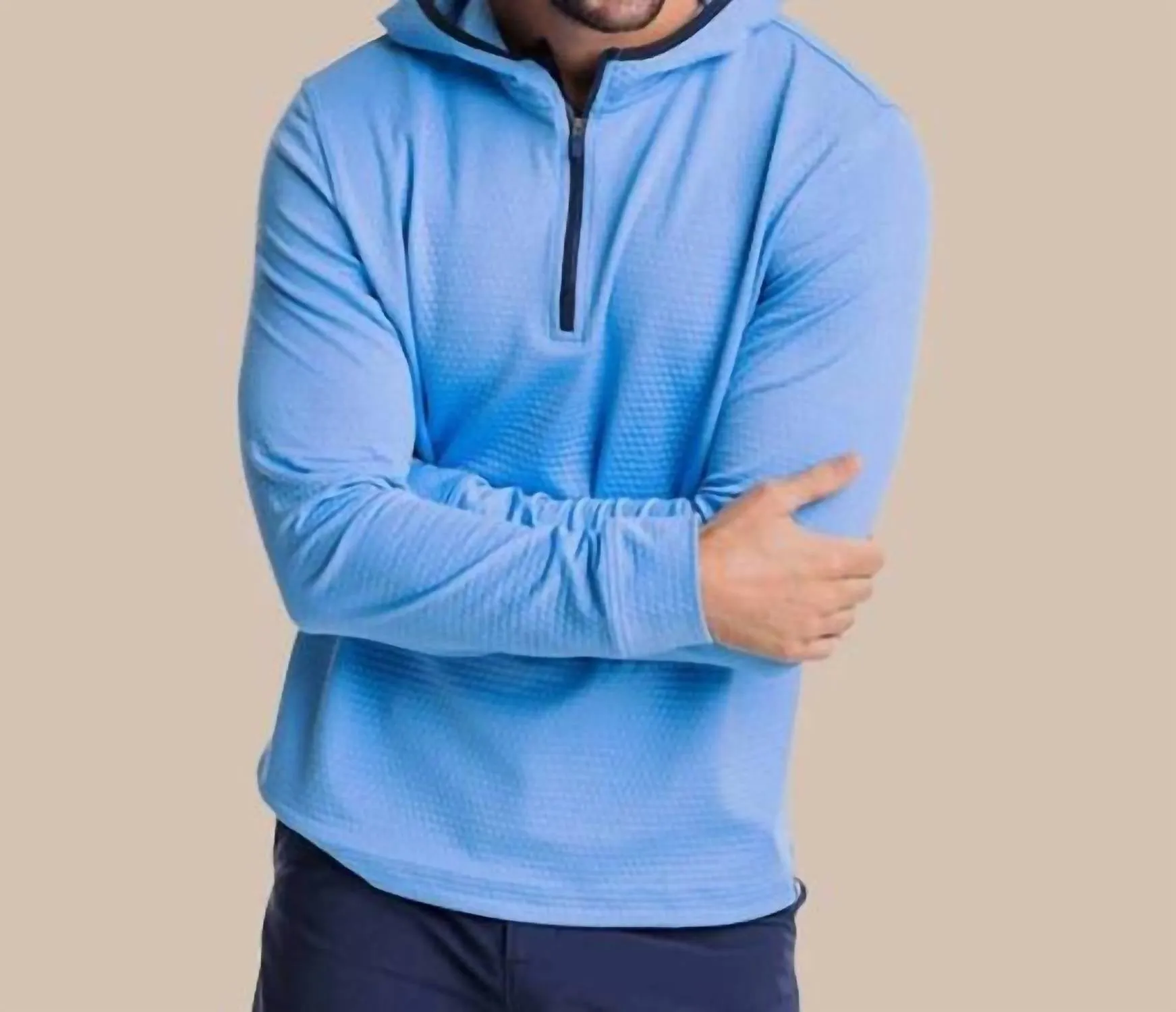 Scuttle Hoodie Performance Quarter Zip In Heather Boat Blue