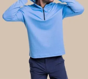 Scuttle Hoodie Performance Quarter Zip In Heather Boat Blue