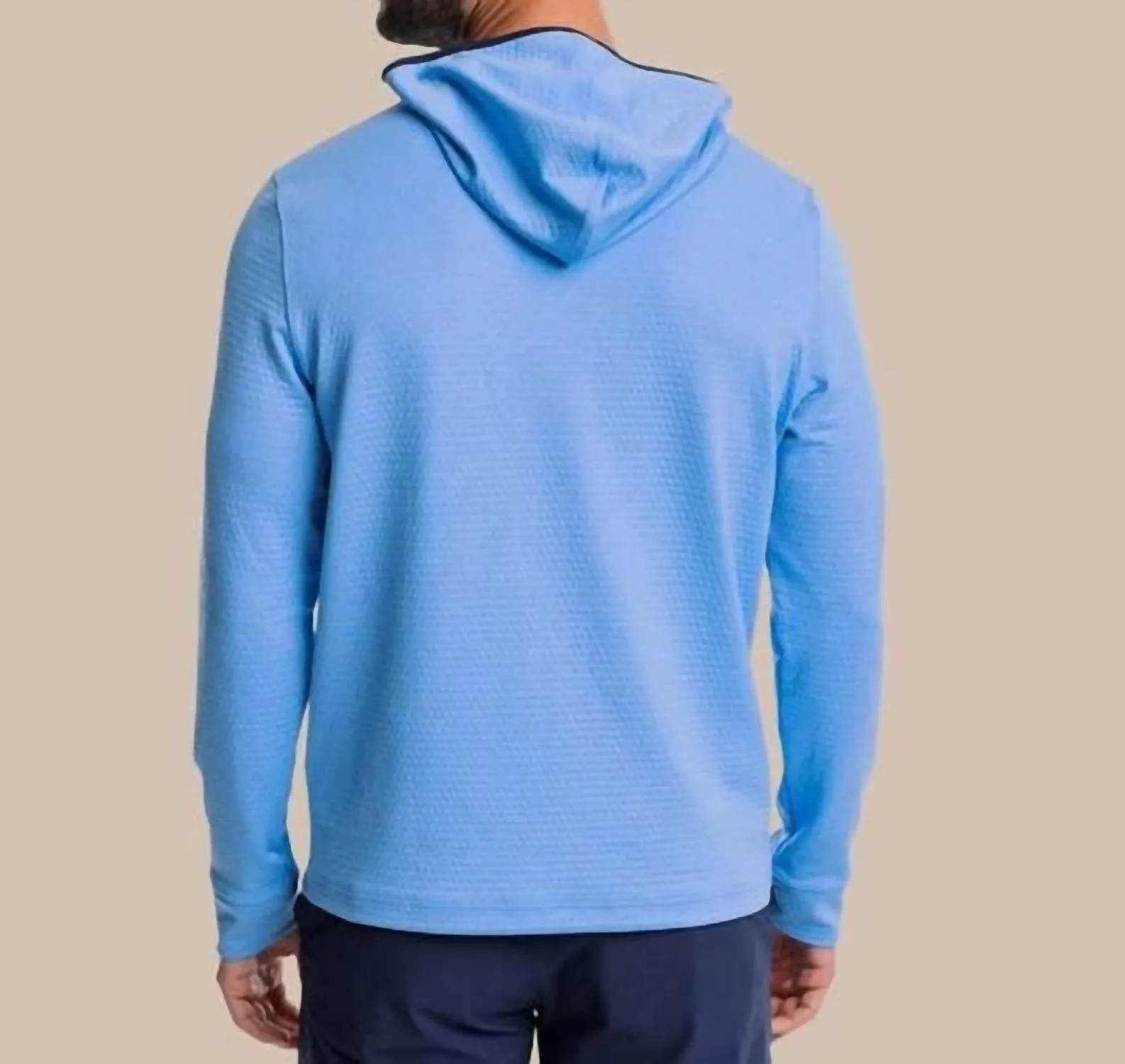 Scuttle Hoodie Performance Quarter Zip In Heather Boat Blue