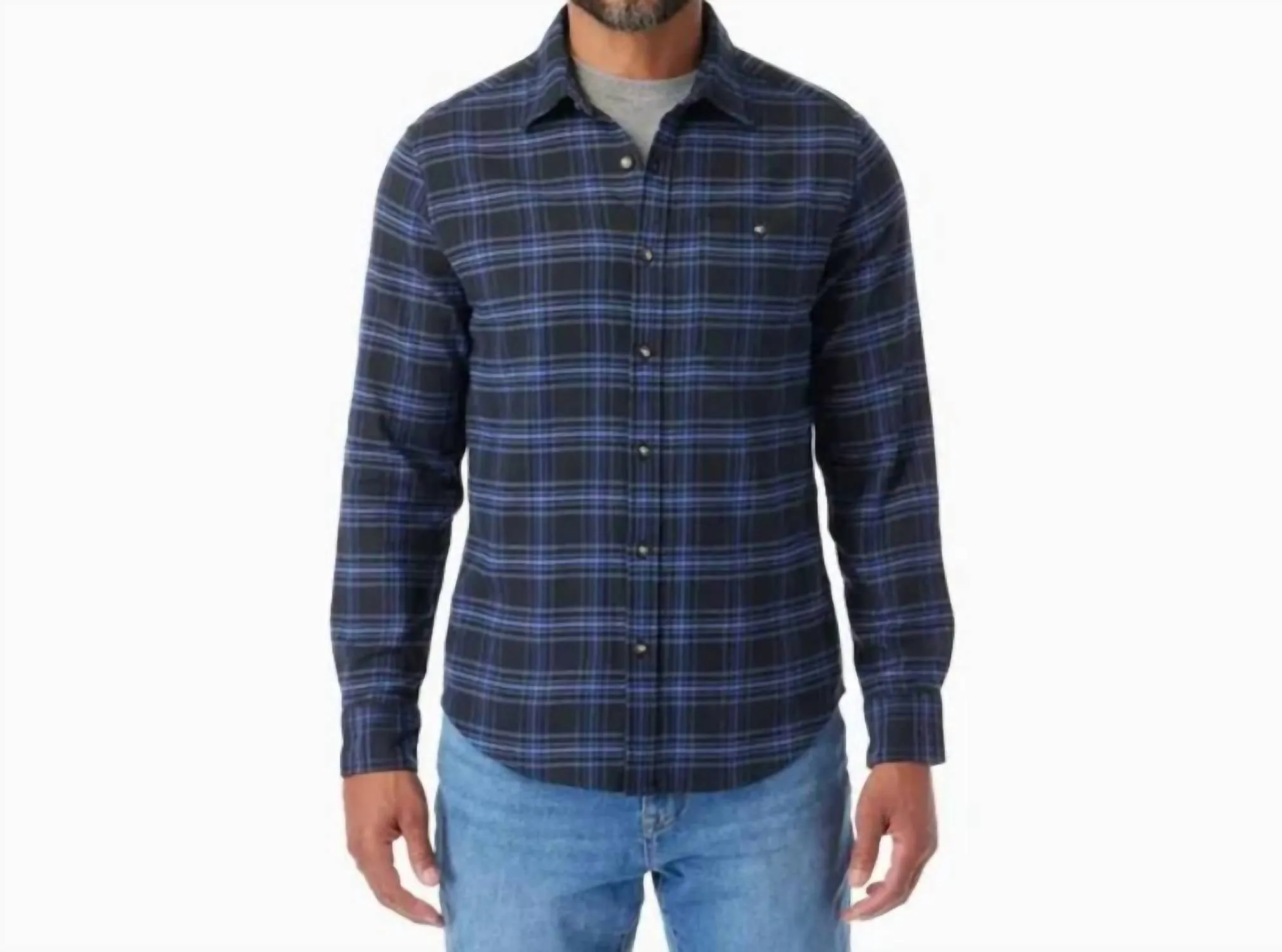 Seaside Lightweight Flannel Shirt In Deep Blues Plaid
