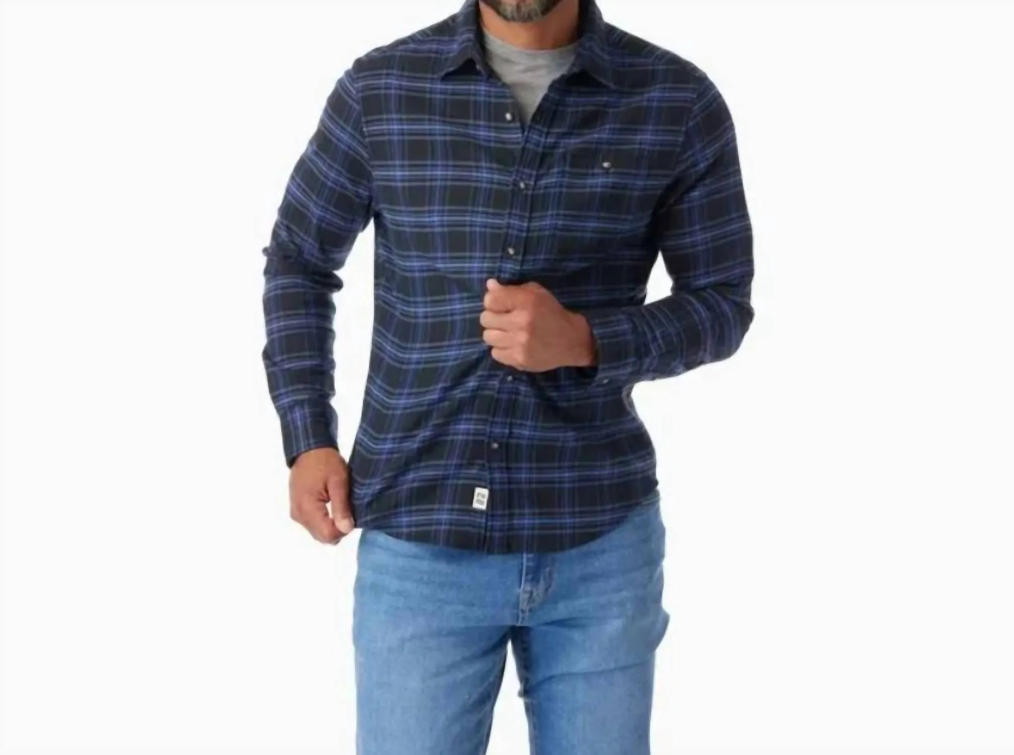 Seaside Lightweight Flannel Shirt In Deep Blues Plaid