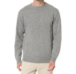 Shetland Wool Crewneck Sweater In Light Grey Heather