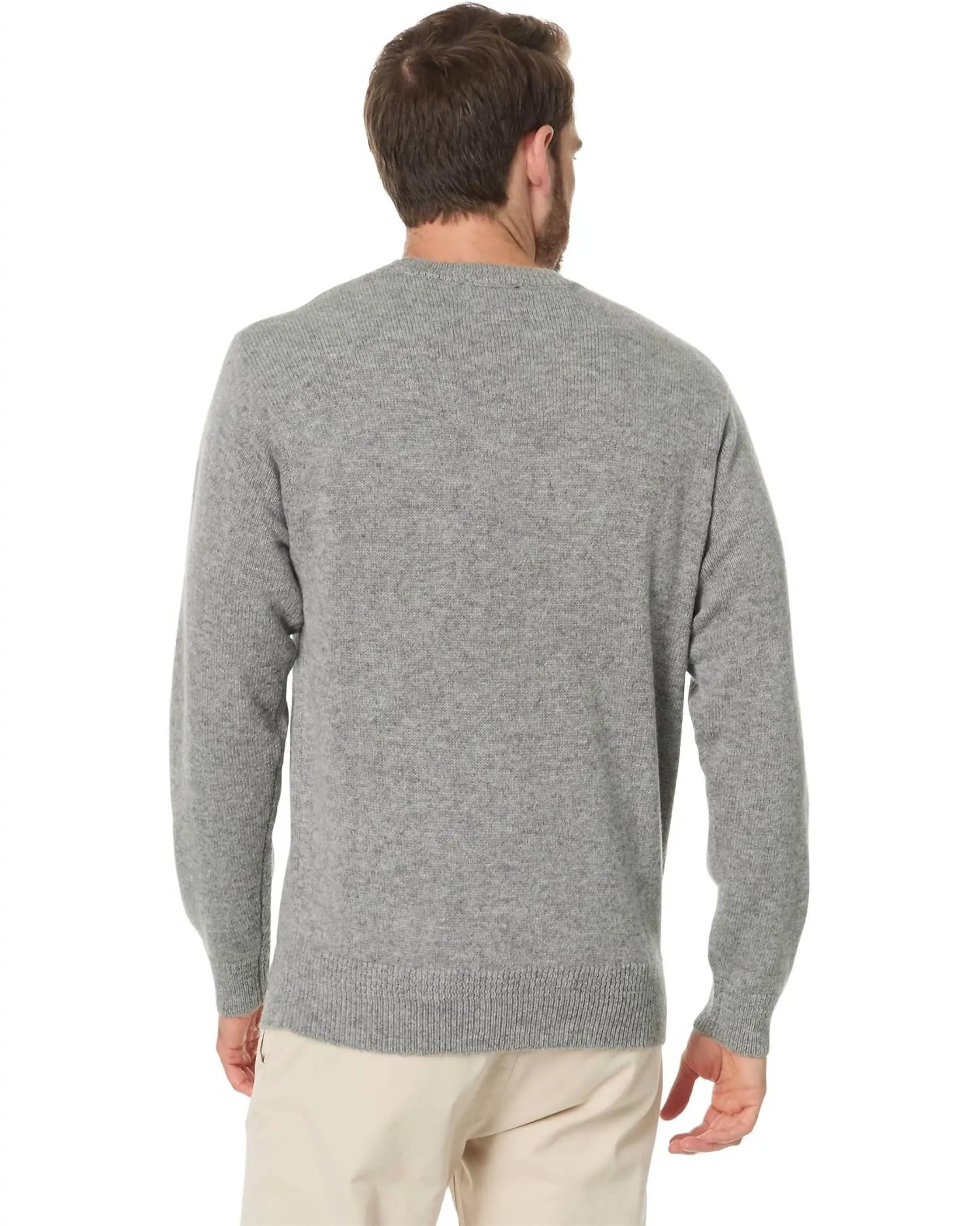 Shetland Wool Crewneck Sweater In Light Grey Heather