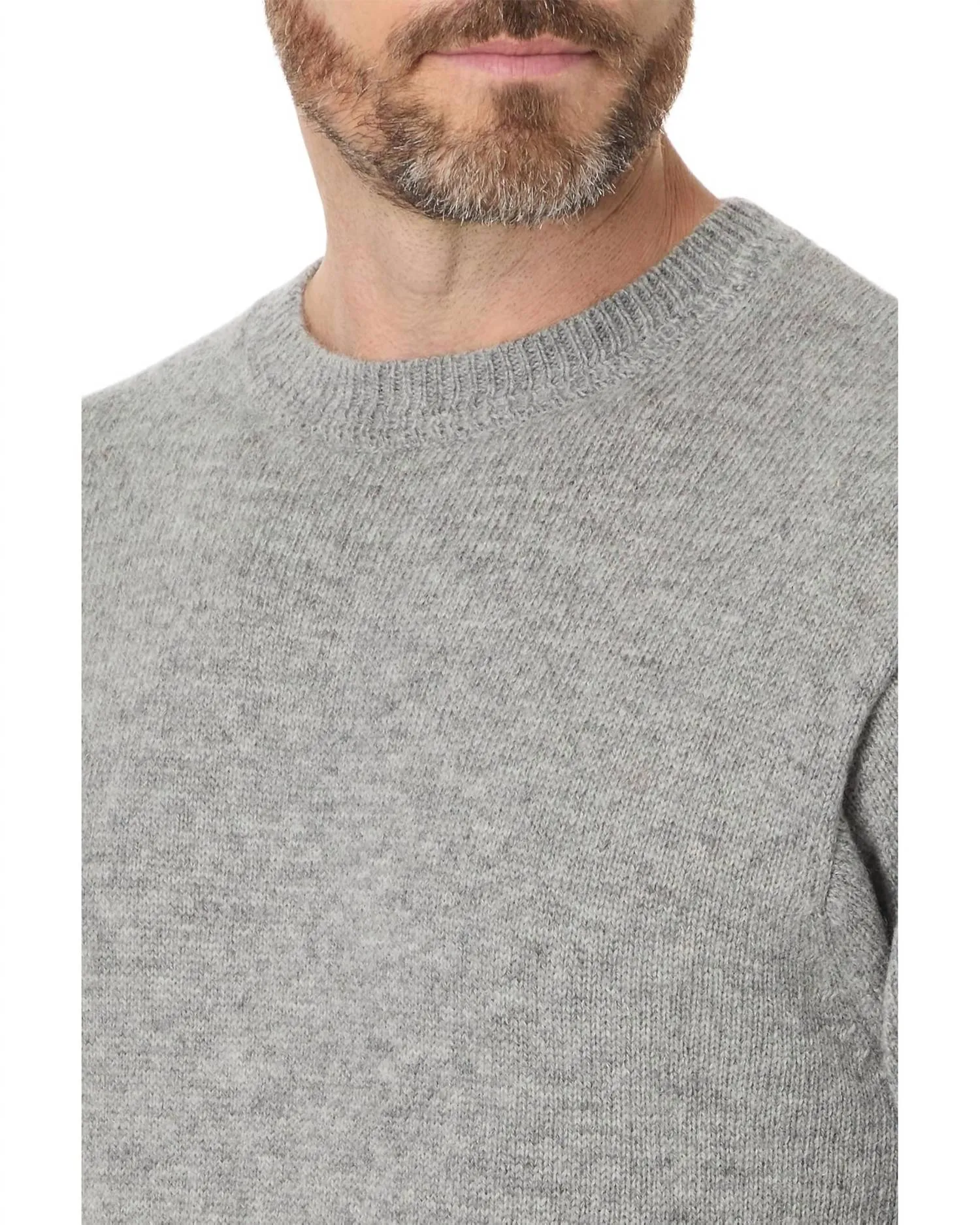 Shetland Wool Crewneck Sweater In Light Grey Heather