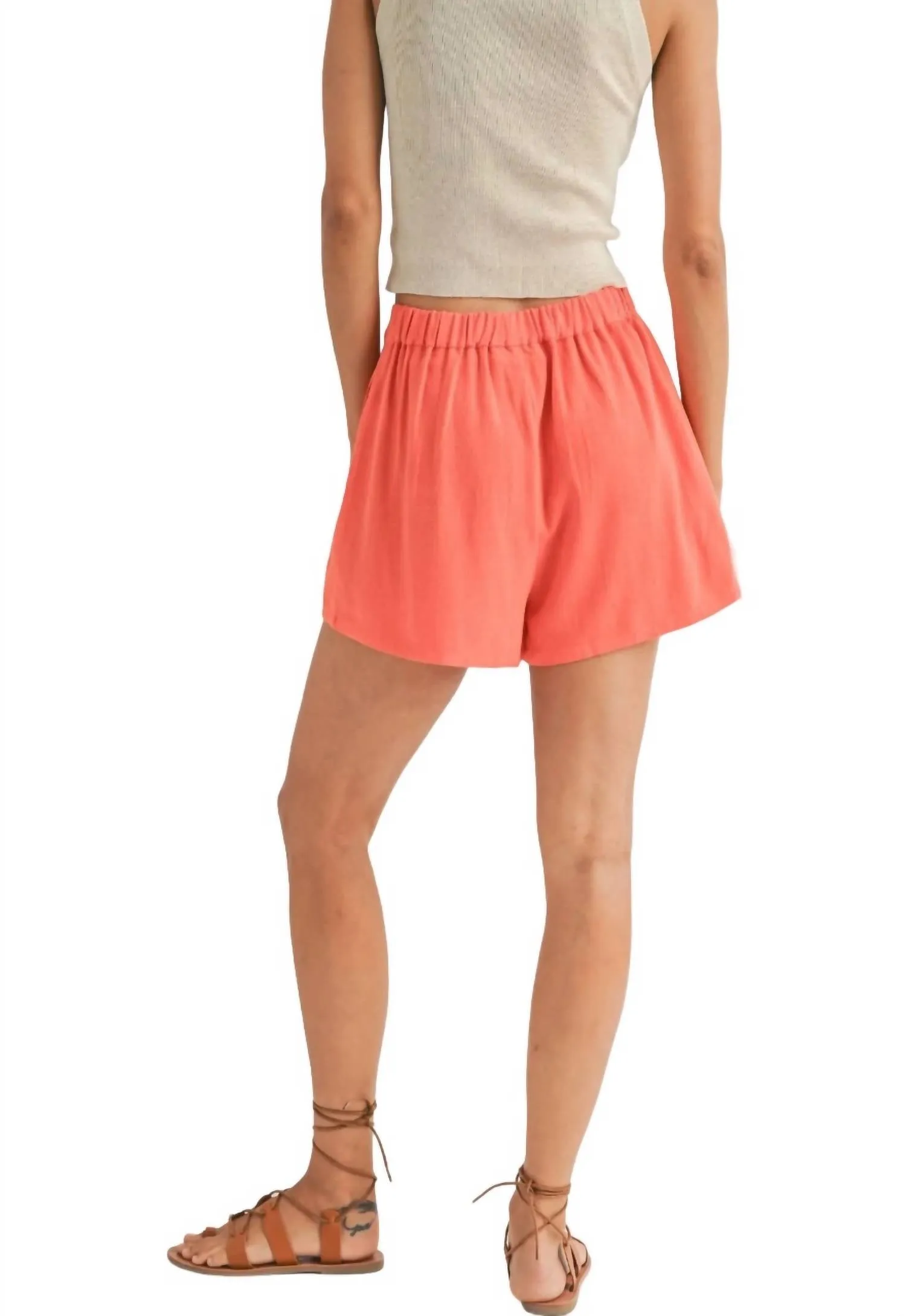 Shoreline Back Elastic Shorts In Coral