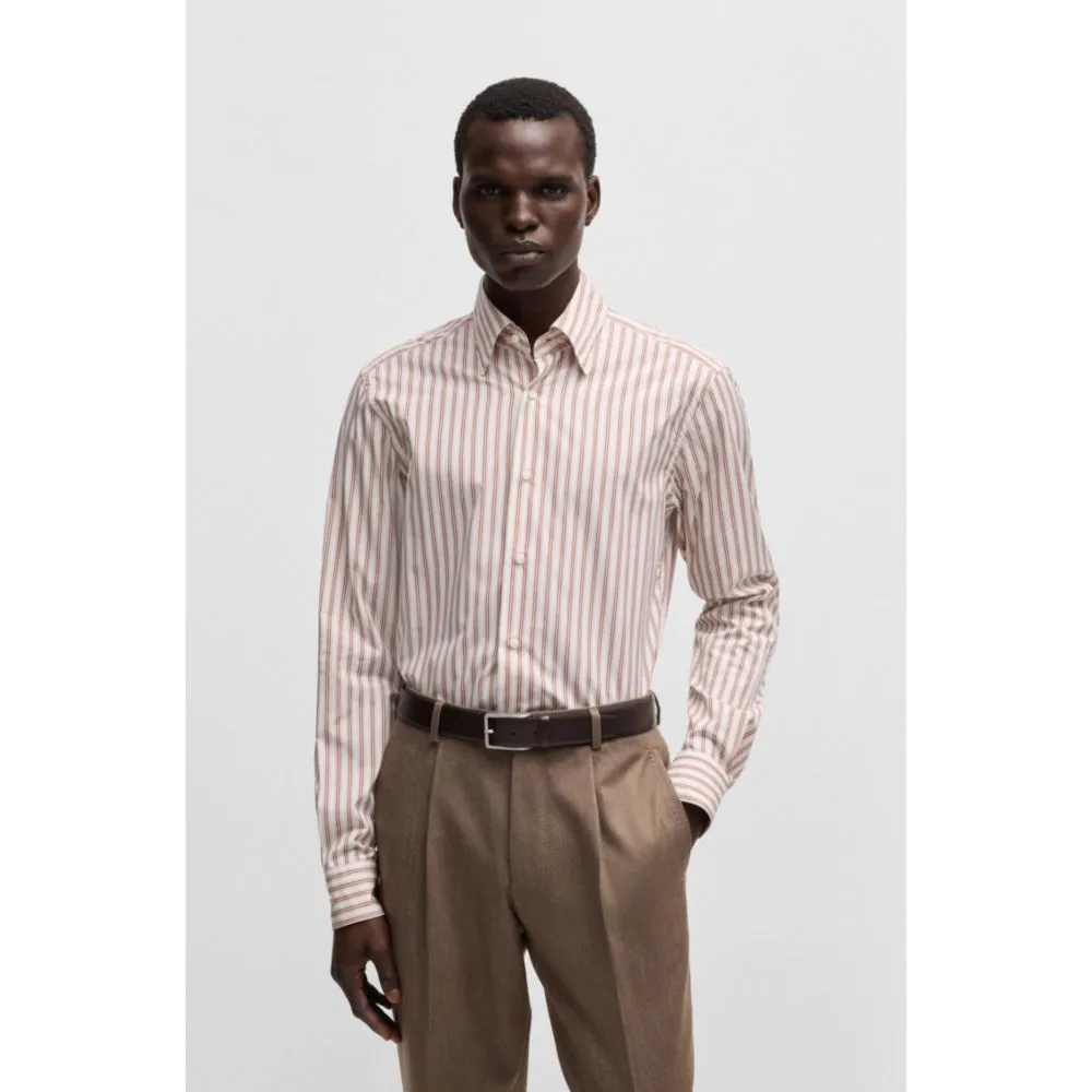 Slim-fit shirt in striped Italian-made cotton