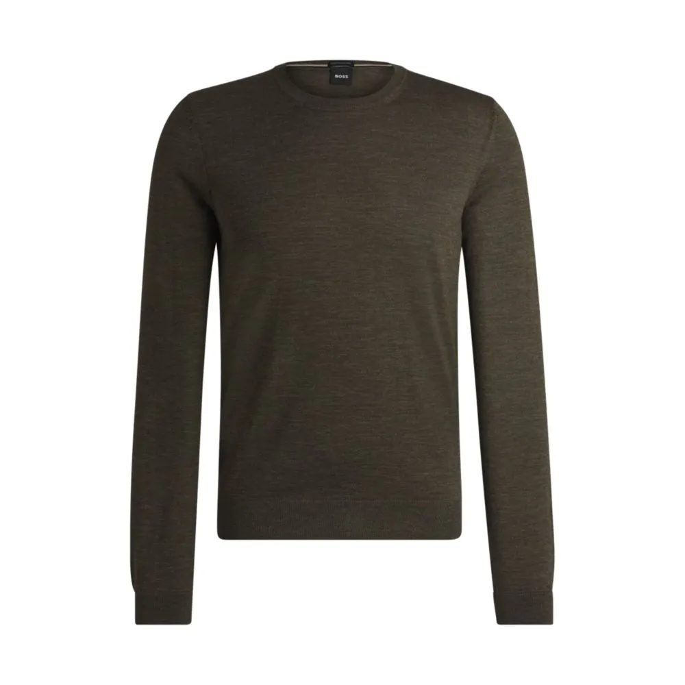 Slim-fit sweater in virgin wool with crew neckline