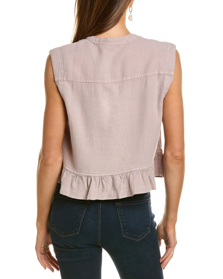 Splendid Alice Button-Down Linen-Blend Tank
