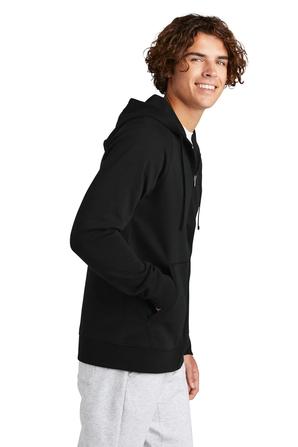 Sport-Tek Mens Drive Fleece Full Zip Hooded Sweatshirt Hoodie w/ Pockets - Black