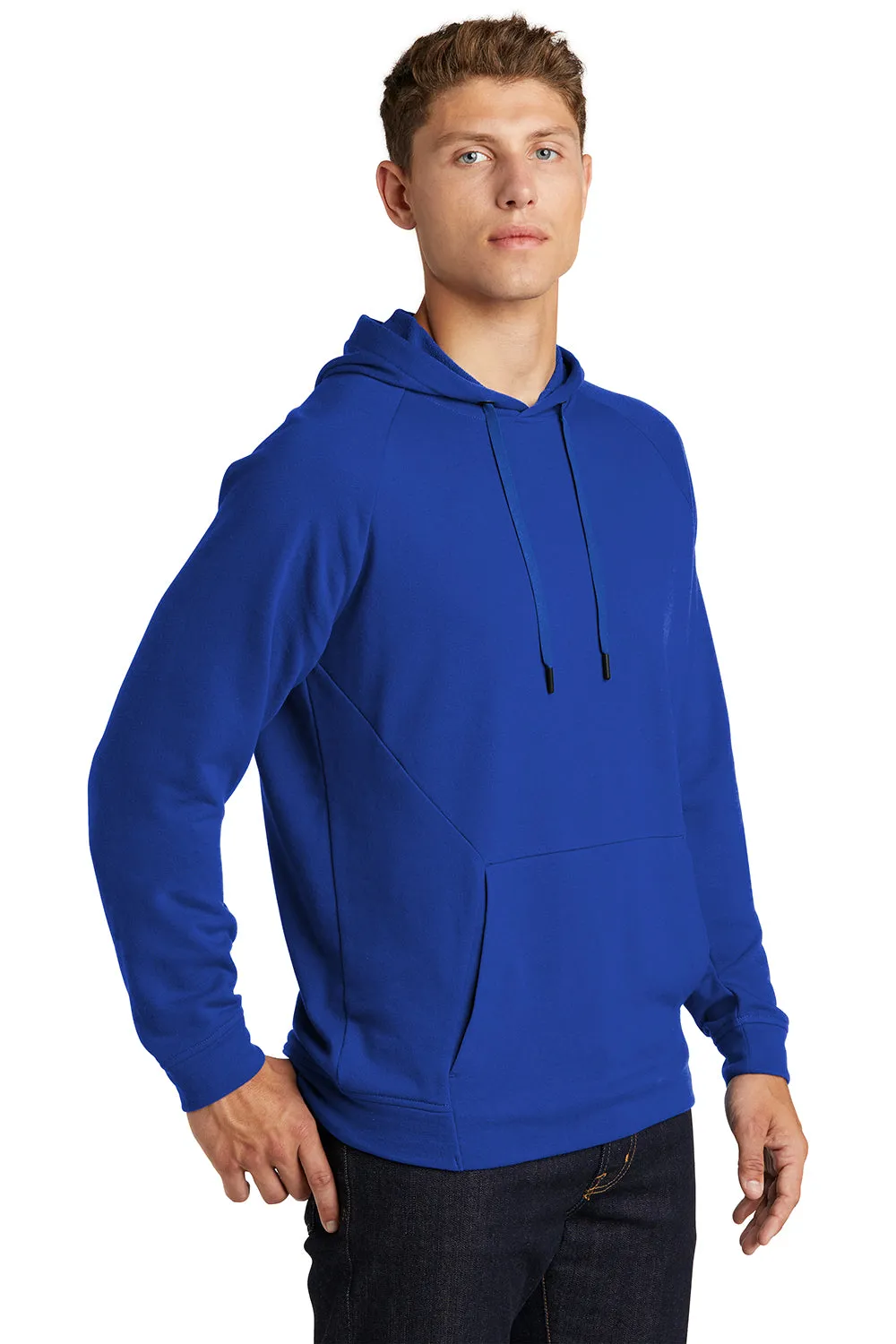 Sport-Tek Mens French Terry Hooded Sweatshirt Hoodie w/ Pouch Pocket - True Royal Blue - Closeout