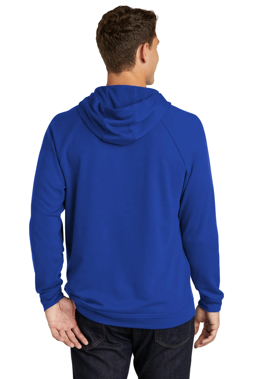 Sport-Tek Mens French Terry Hooded Sweatshirt Hoodie w/ Pouch Pocket - True Royal Blue - Closeout