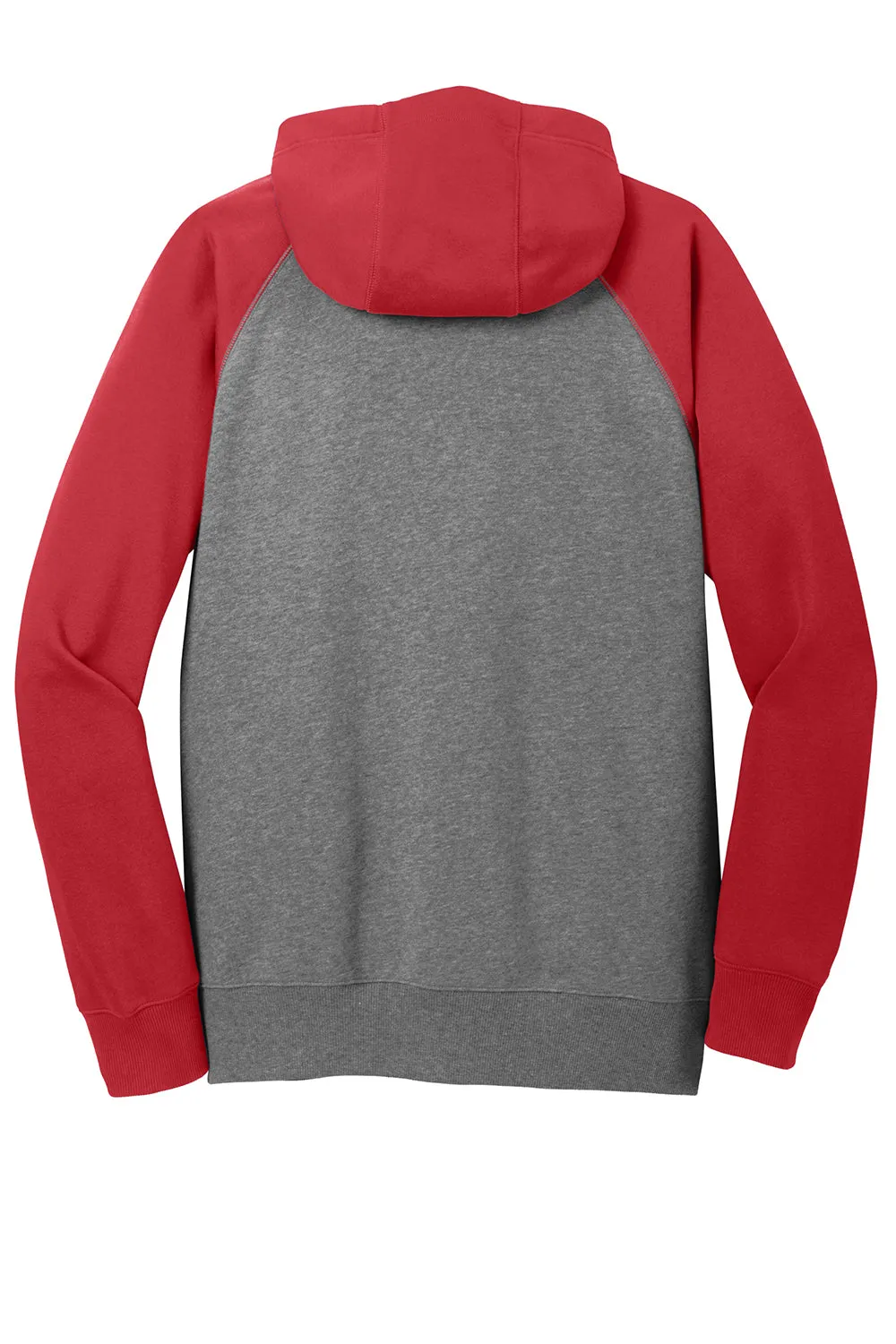 Sport-Tek Mens Shrink Resistant Fleece Full Zip Hooded Sweatshirt Hoodie w/ Pockets - Heather Vintage Grey/True Red - Closeout