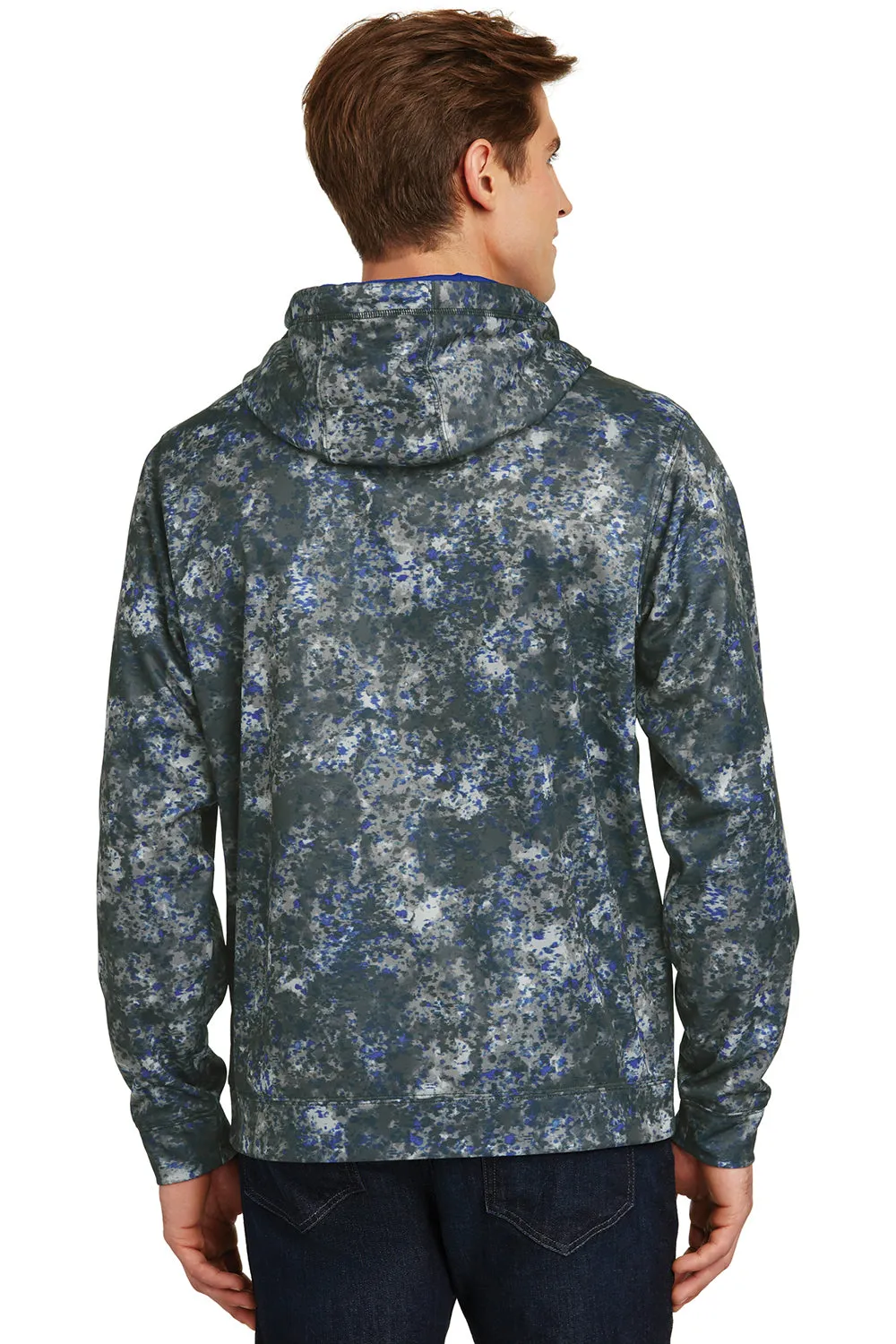 Sport-Tek Mens Sport-Wick Mineral Freeze Moisture Wicking Fleece Hooded Sweatshirt Hoodie w/ Pouch Pocket - True Royal Blue - Closeout
