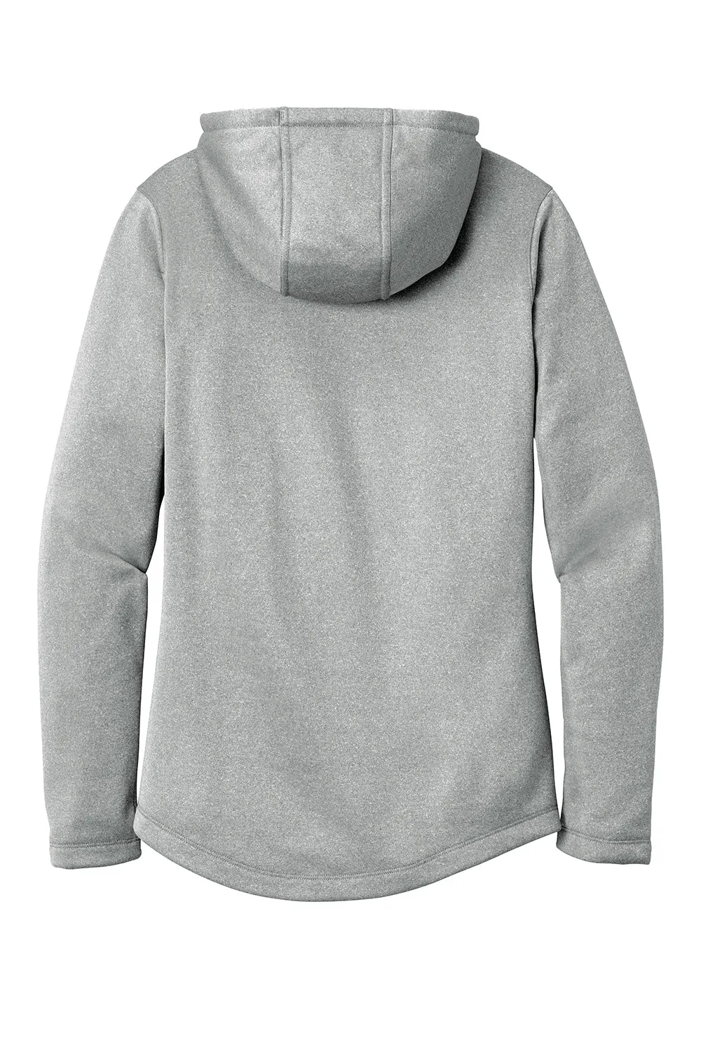 Sport-Tek Womens Heather Sport-Wick Moisture Wicking Fleece Hooded Sweatshirt Hoodie w/ Pouch Pocket - Heather Dark Silver Grey