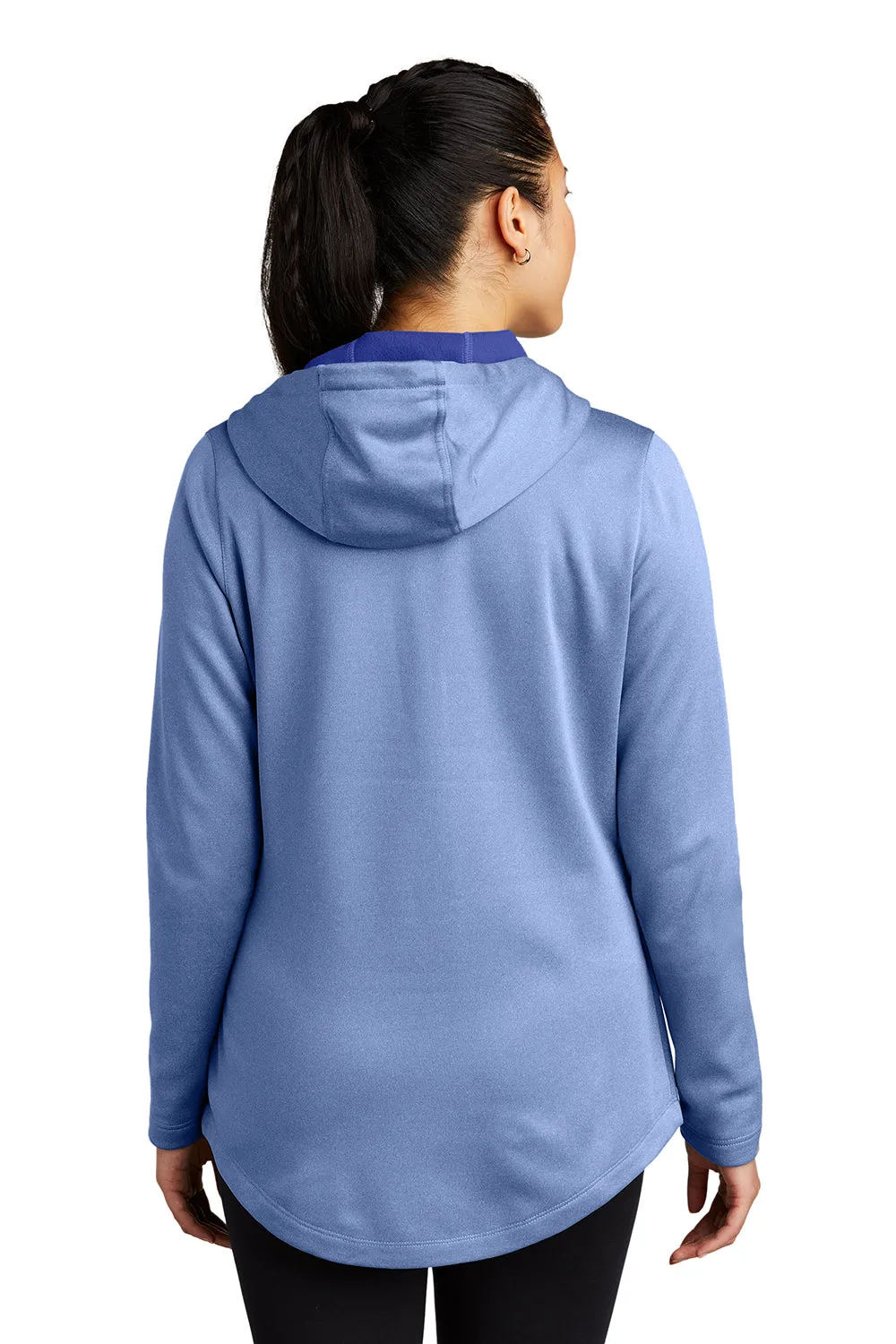 Sport-Tek Womens Heather Sport-Wick Moisture Wicking Fleece Hooded Sweatshirt Hoodie w/ Pouch Pocket - Heather True Royal Blue