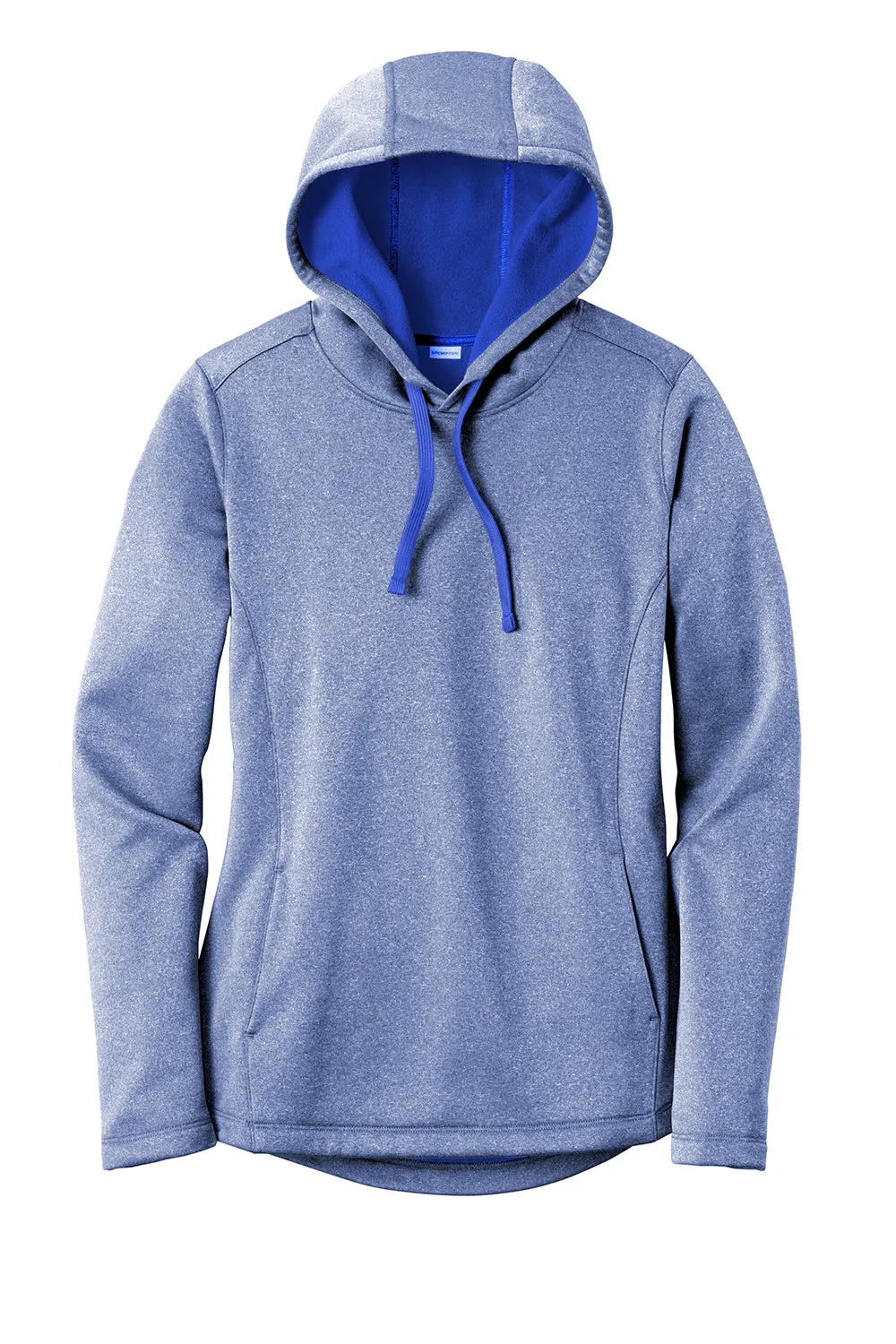 Sport-Tek Womens Heather Sport-Wick Moisture Wicking Fleece Hooded Sweatshirt Hoodie w/ Pouch Pocket - Heather True Royal Blue