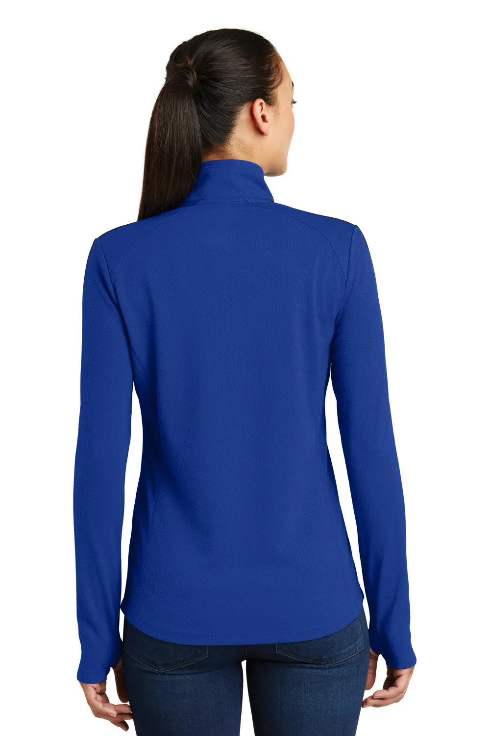 Sport-Tek Womens Sport-Wick Moisture Wicking 1/4 Zip Sweatshirt - True Royal Blue/Black - Closeout
