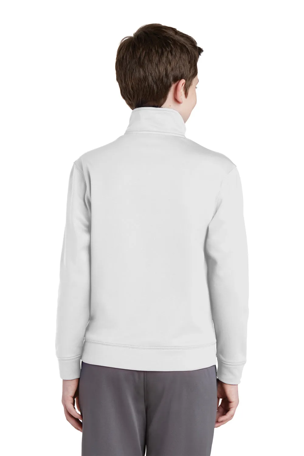 Sport-Tek Youth Sport-Wick Moisture Wicking Fleece Full Zip Sweatshirt w/ Pockets - White